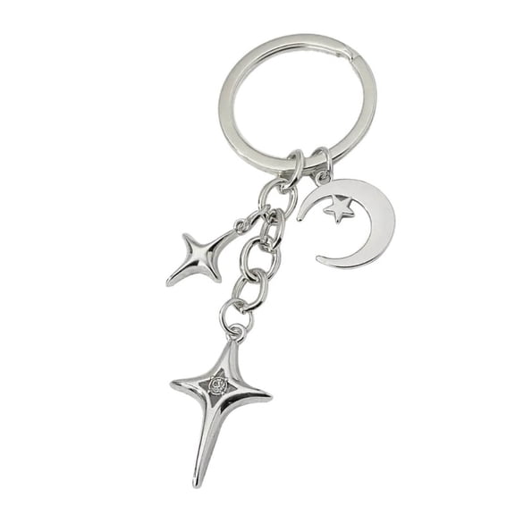 Harajuku Y2k Crescent Moon Star Keychain for Women Sweet Cool Trend Fashion Pendant Vintage Aesthetic Accessories Gift