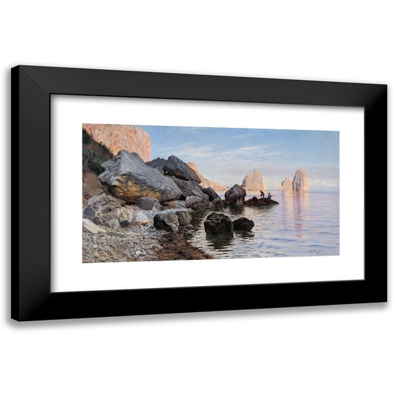 Harald Jerichau 24x15 Black Modern Framed Museum Art Print Titled - Coast Scene, Capri (1876)