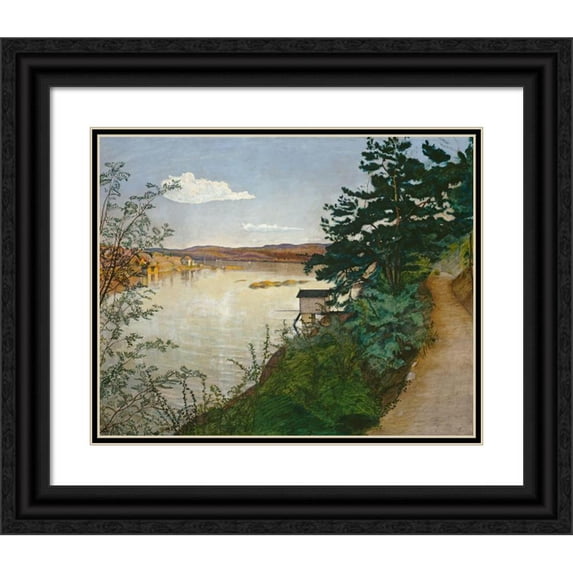 Harald Sohlberg 14x12 Black Ornate Wood Framed Double Matted Museum Art Print Titled: Untitled (1895)