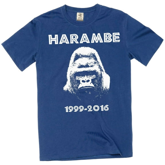 Harambe 1999-2016 T-shirt Gorilla T-Shirt Support Harambe Shirt (X-Large Navy Blue)
