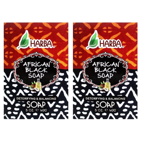 Harba Bath Soap African Black, Detoxifying & Balancing, 5 OZ (142g) - 2 Pack