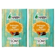 Harba Bath Soap Papaya and Coconut, Polishing & Renewing - 5 OZ 142g - 2 Pack