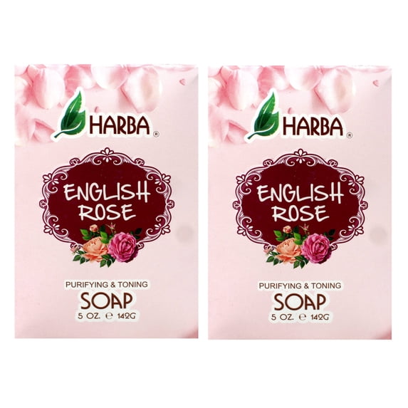 Harba Bath Soap, Purifying & Toning, English Rose, 5 OZ - 2 Pack