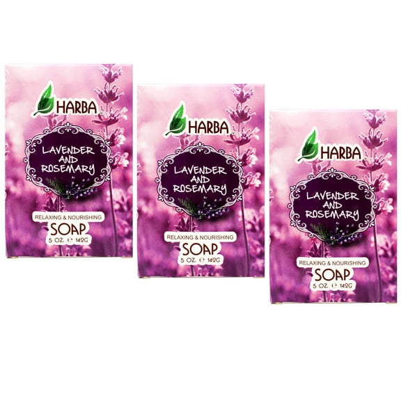 Harba Bath Soap, Relaxing & Nourishing, Lavender & Rosemary, 5 OZ - 3 Pack
