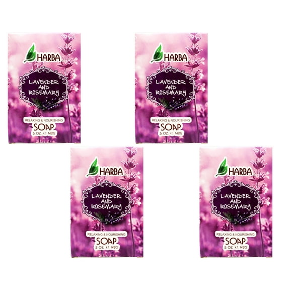 Harba Bath Soap, Relaxing & Nourishing, Lavender & Rosemary, 5 OZ - 4 Pack