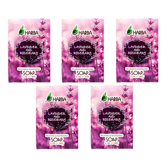 Harba Bath Soap, Relaxing & Nourishing, Lavender & Rosemary, 5 OZ - 5 Pack