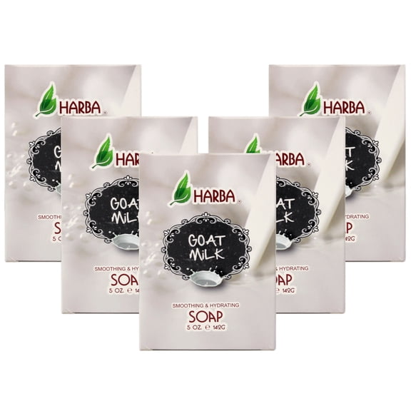 Harba Bath Soap, Smoothing & Hydrating, Goat Milk, 5 OZ - 5 Pack