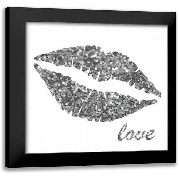 Harbick, N. 12x12 Black Modern Framed Museum Art Print Titled - Glitter Lips Sq II