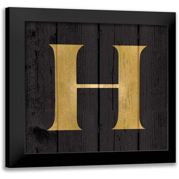 Harbick, N. 12x12 Black Modern Framed Museum Art Print Titled - Gold Alphabet H