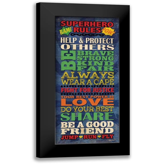 Harbick, N. 13x24 Black Modern Framed Museum Art Print Titled - Superhero Rules Panel