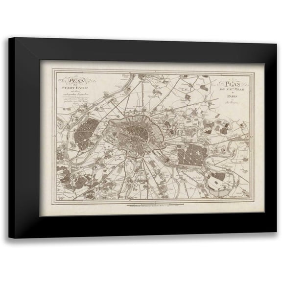 Harbick, N. 14x12 Black Modern Framed Museum Art Print Titled - 1805 Paris Map