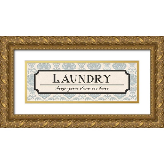 Harbick, N 14x7 Gold Ornate Wood Framed with Double Matting Museum Art Print Titled - Laundry Drawers