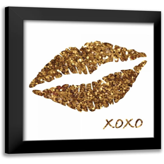 Harbick, N. 15x15 Black Modern Framed Museum Art Print Titled - Glitter Lips Sq I