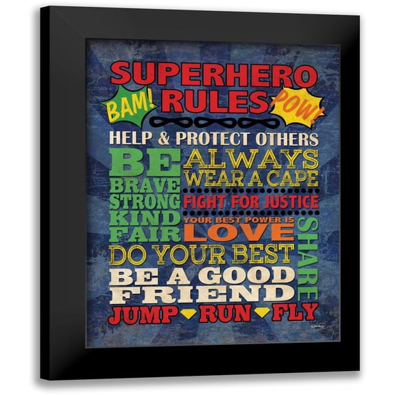 Harbick, N. 15x18 Black Modern Framed Museum Art Print Titled - Superhero Rules