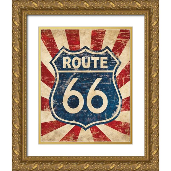 Harbick, N 15x18 Gold Ornate Wood Framed with Double Matting Museum Art Print Titled - Route 66 I