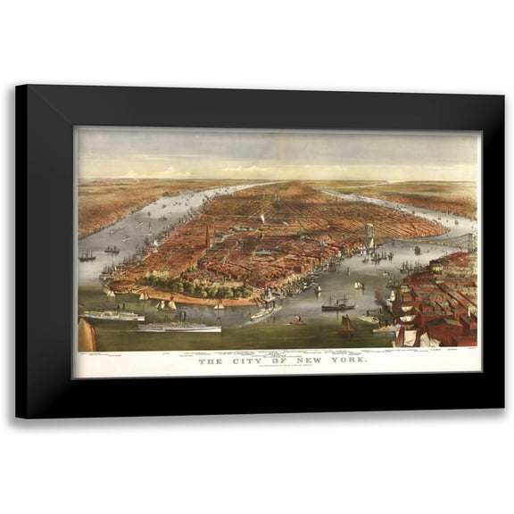 Harbick, N. 18x13 Black Modern Framed Museum Art Print Titled - 1870 NYC Map