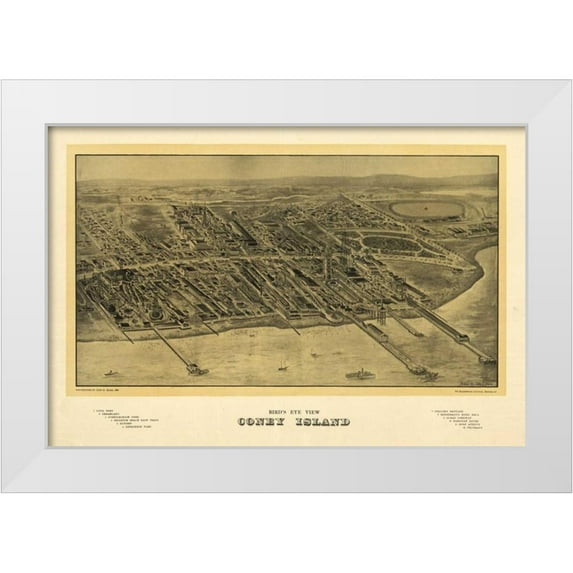 Harbick, N. 18x13 White Modern Wood Framed Museum Art Print Titled - 1906 Coney Island Map