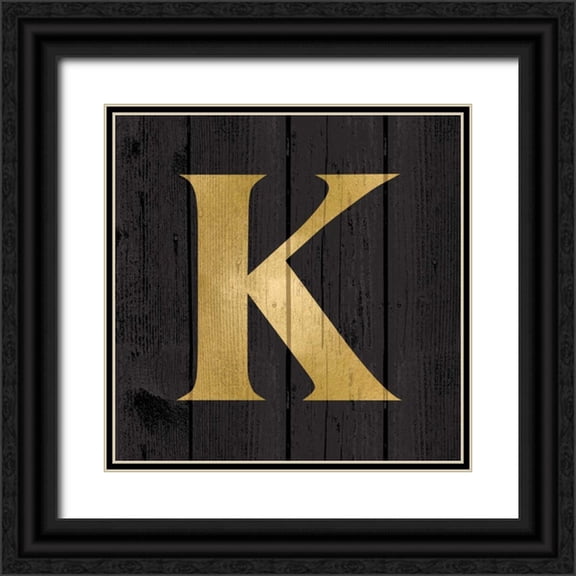 Harbick, N. 20x20 Black Ornate Wood Framed with Double Matting Museum Art Print Titled - Gold Alphabet K
