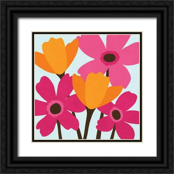 Harbick, N 20x20 Black Ornate Wood Framed with Double Matting Museum Art Print Titled - Spring Blooms II