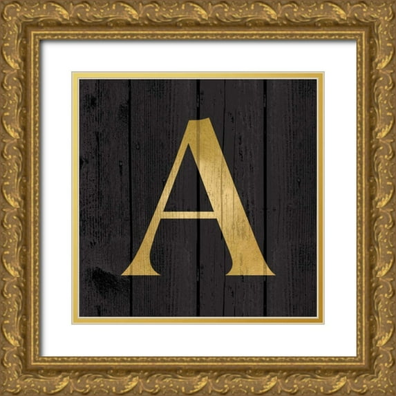 Harbick, N. 20x20 Gold Ornate Wood Framed with Double Matting Museum Art Print Titled - Gold Alphabet A