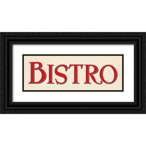 Harbick, N 24x11 Black Ornate Wood Framed with Double Matting Museum Art Print Titled - Red Bistro