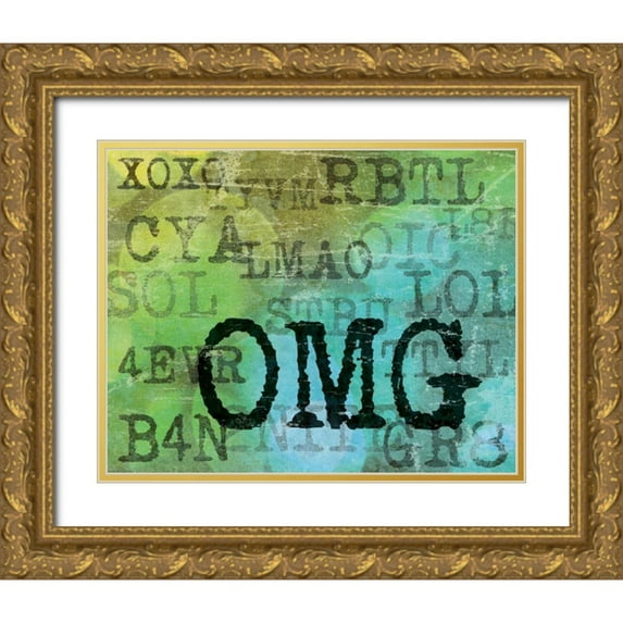 Harbick, N 24x20 Gold Ornate Wood Framed with Double Matting Museum Art Print Titled - Text Logic II