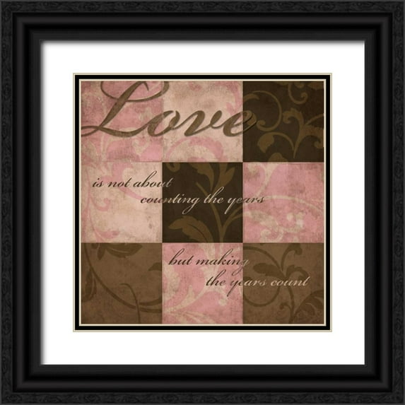 Harbick, N 26x26 Black Ornate Wood Framed with Double Matting Museum Art Print Titled - Love in Pink