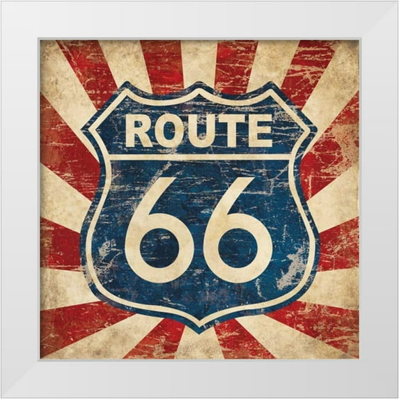 Harbick, N 26x26 White Modern Wood Framed Museum Art Print Titled - Route 66 I Sq