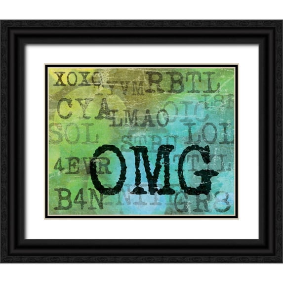 Harbick, N 32x26 Black Ornate Wood Framed with Double Matting Museum Art Print Titled - Text Logic II