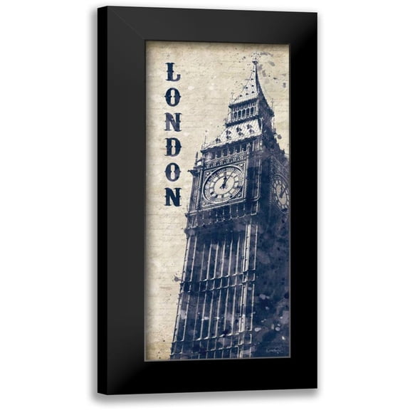 Harbick, N. 8x14 Black Modern Framed Museum Art Print Titled - Big Ben in Indigo