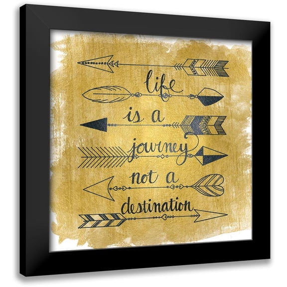 Harbick, Nicole 12x12 Black Modern Framed Museum Art Print Titled - Life Journeys Arrow Gold