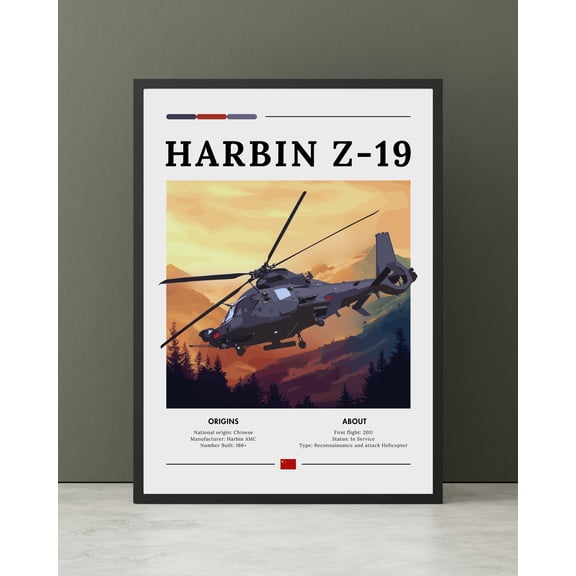 Harbin Z-19 Helicopter Poster, Chinese Military Aircraft Print, Poster Only