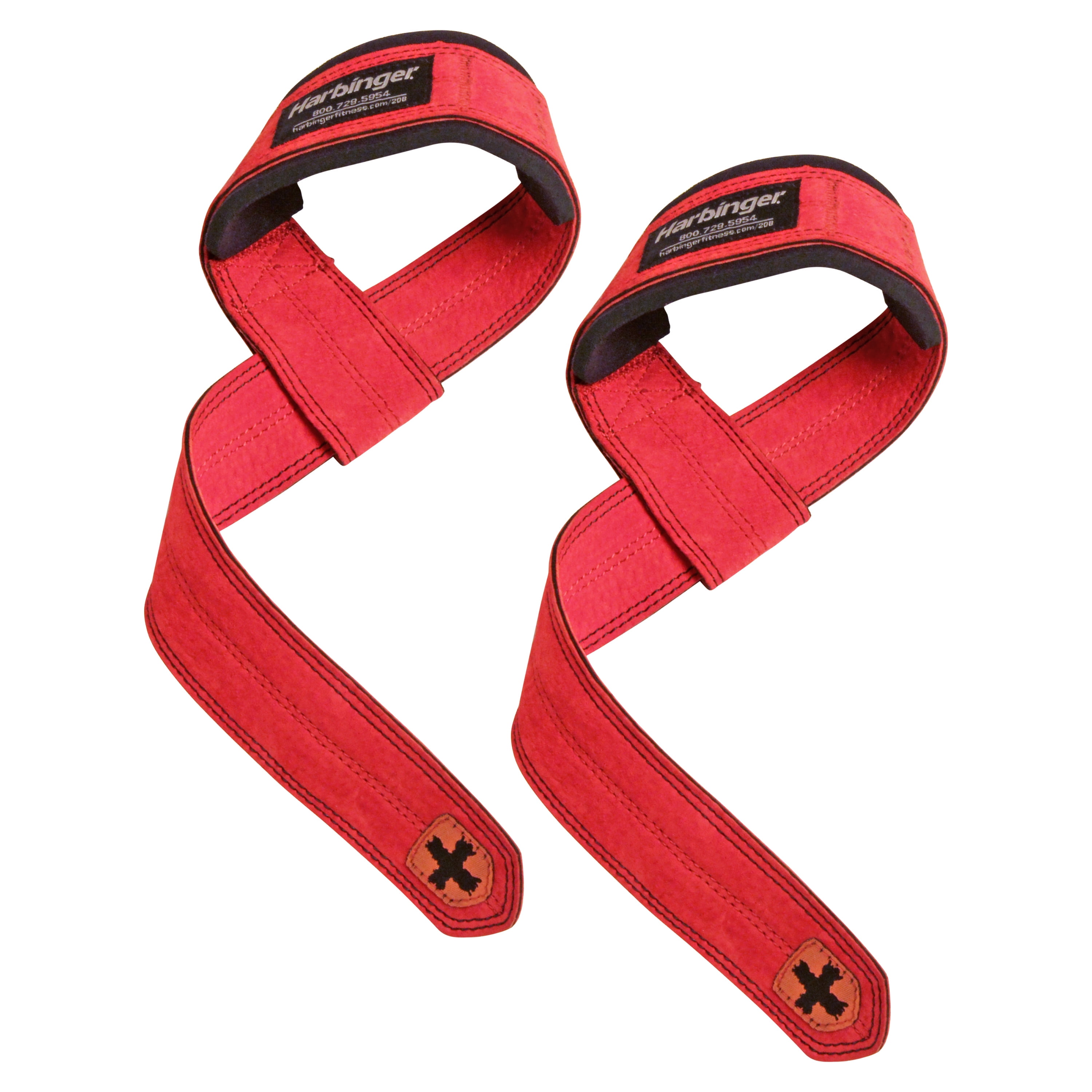 Harbinger Anti Slip Leather Red Weight Lifting Straps