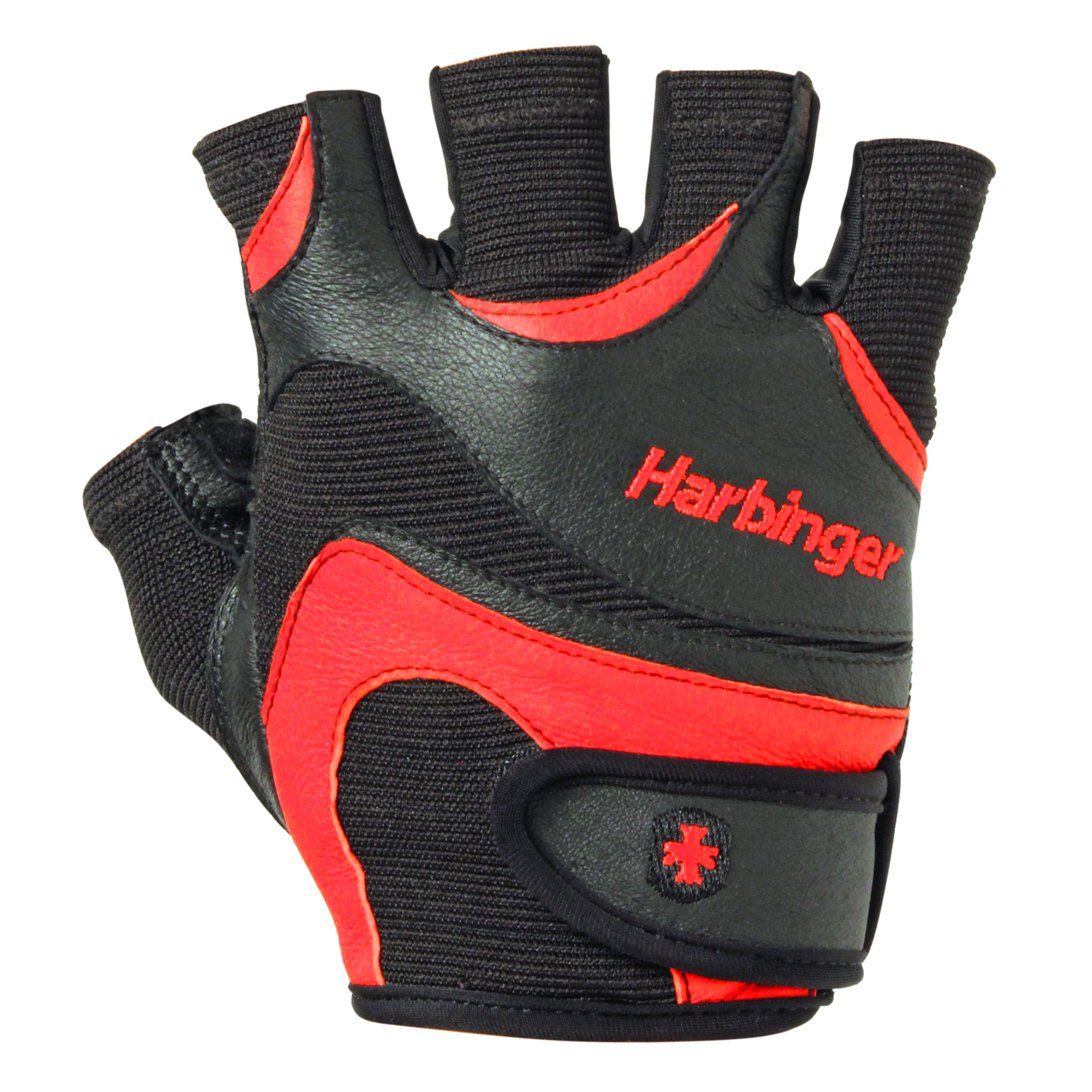 Harbinger FlexFit Non-Wristwrap Weightlifting Gloves with Flexible Cushioned Leather Palm (Pair), Red/Black, XX-Large