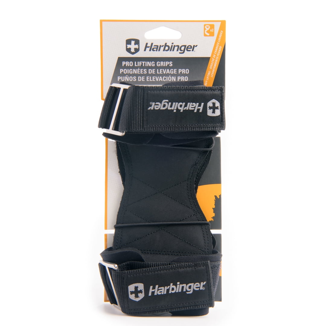 Harbinger Pro Lifting Grips for Weight Lifting, Black, Large