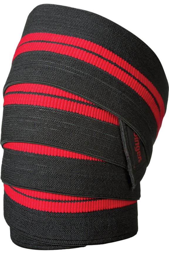 Red Line Weight Lifting Knee Wraps, Unisex Black and Red 78"