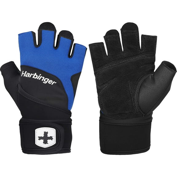 Harbinger Training Grip Wristwrap Weight Lifting Gloves, Unisex, Medium, Blue