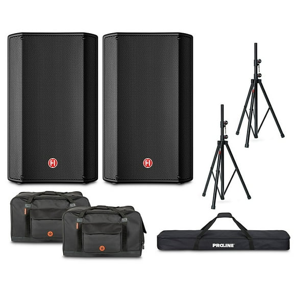 Harbinger VARI V1112 12" Powered Speakers Package With Bags & Stands