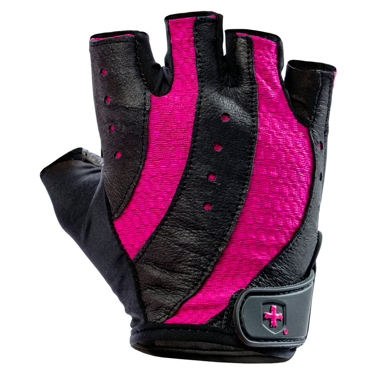 Harbinger Women's Pro Weightlifting Gloves with Vented Cushioned Leather  Palm, Black/Pink, Medium