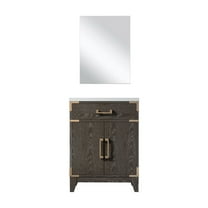Harbor 24 in W x 18 in D Brown Oak Single Bath Vanity, Acrylic Top and 18 in Mirror
