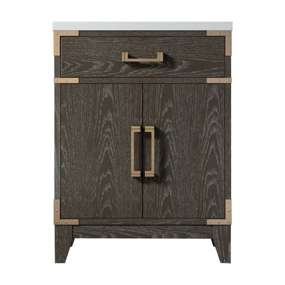 Harbor 24 in W x 18 in D Brown Oak Single Bath Vanity and Acrylic Top