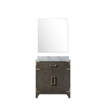 Harbor 30 in W x 22 in D Brown Oak Single Bath Vanity, Carrara Marble Top and 28 in Mirror