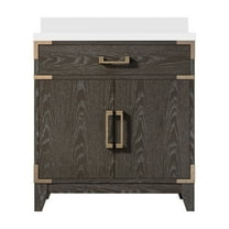 Harbor 30 in W x 22 in D Brown Oak Single Bath Vanity and White Quartz Top