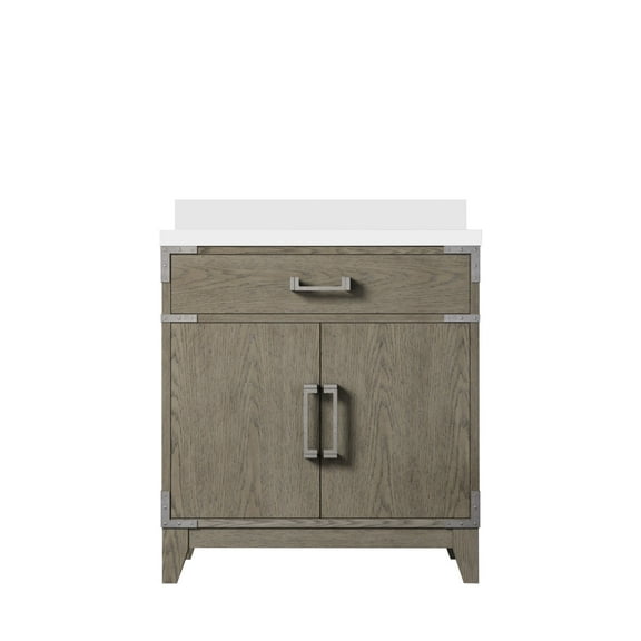 Harbor 30 in W x 22 in D Grey Oak Single Bath Vanity and White Quartz Top