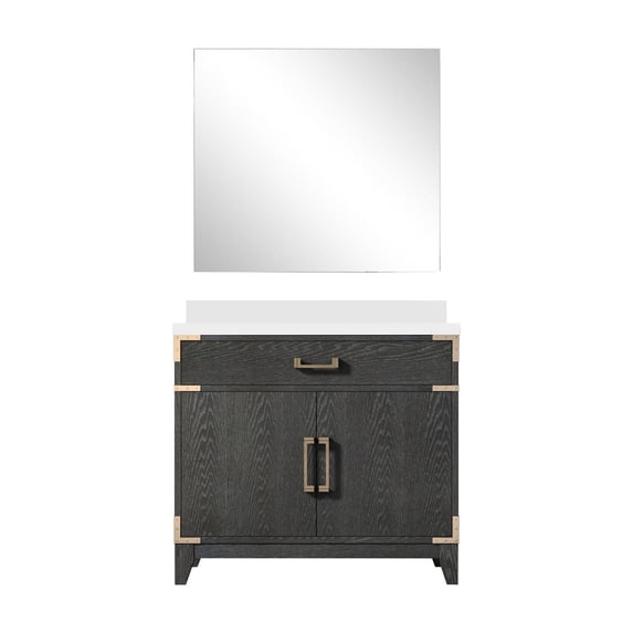 Harbor 36 in W x 22 in D Black Oak Single Bath Vanity, Cultured Marble Top and 34 in Mirror