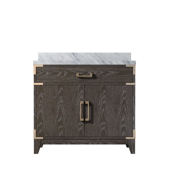 Harbor 36 in W x 22 in D Brown Oak Single Bath Vanity and Carrara Marble Top