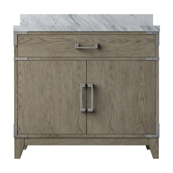 Harbor 36 in W x 22 in D Grey Oak Single Bath Vanity and Carrara Marble Top