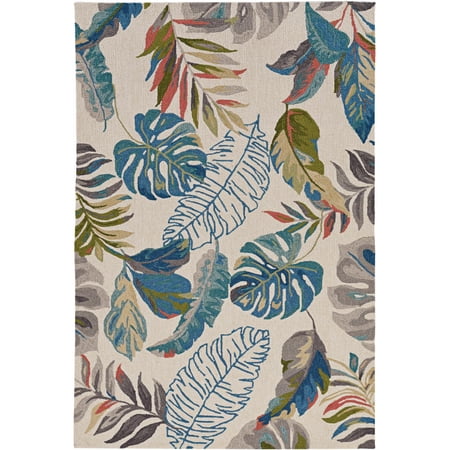 Harbor 4211 Ivory/Teal Palms Area Rug, Size - 5' x 7'6"