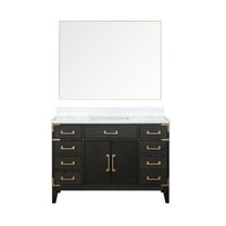 Harbor 48 in W x 22 in D Black Oak Single Bath Vanity, Carrara Marble Top and 46 in Mirror