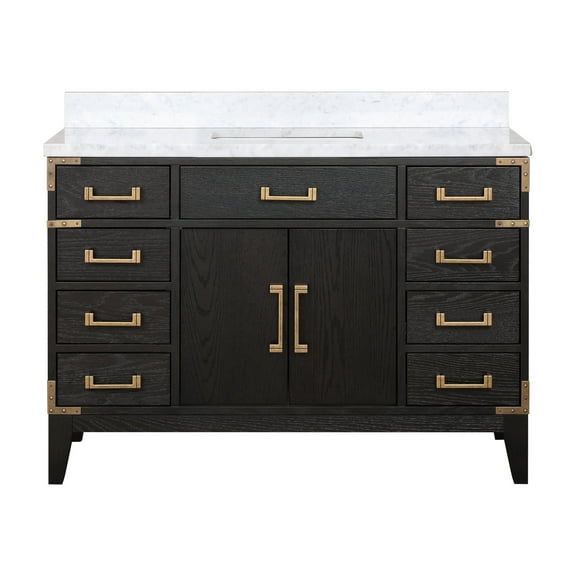 Harbor 48 in W x 22 in D Black Oak Single Bath Vanity and Carrara Marble Top